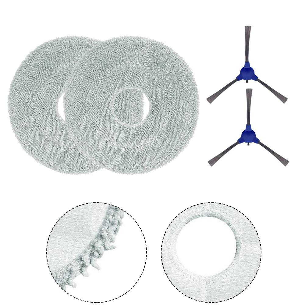 Mop Cloth And Side Brush Set For Cecotec For Conga M100 Spin AI Vacuum, Replacement Parts For Floor Cleaning, 2-Pack