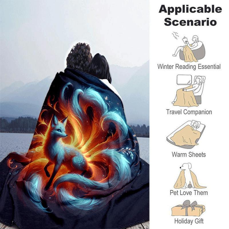 1pc Fox Printing Lightweight Flannel Blanket, Comfortable and Warm Blanket, for Camping Sofa Bed and Couch Office, Gift