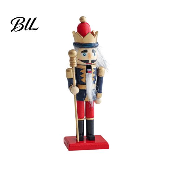 Traditional Nutcracker Statue Wooden Soldier Figurine, Handcrafted Solid Wood Christmas Tabletop Ornament Decorative for Holiday Desk And Bookshelf