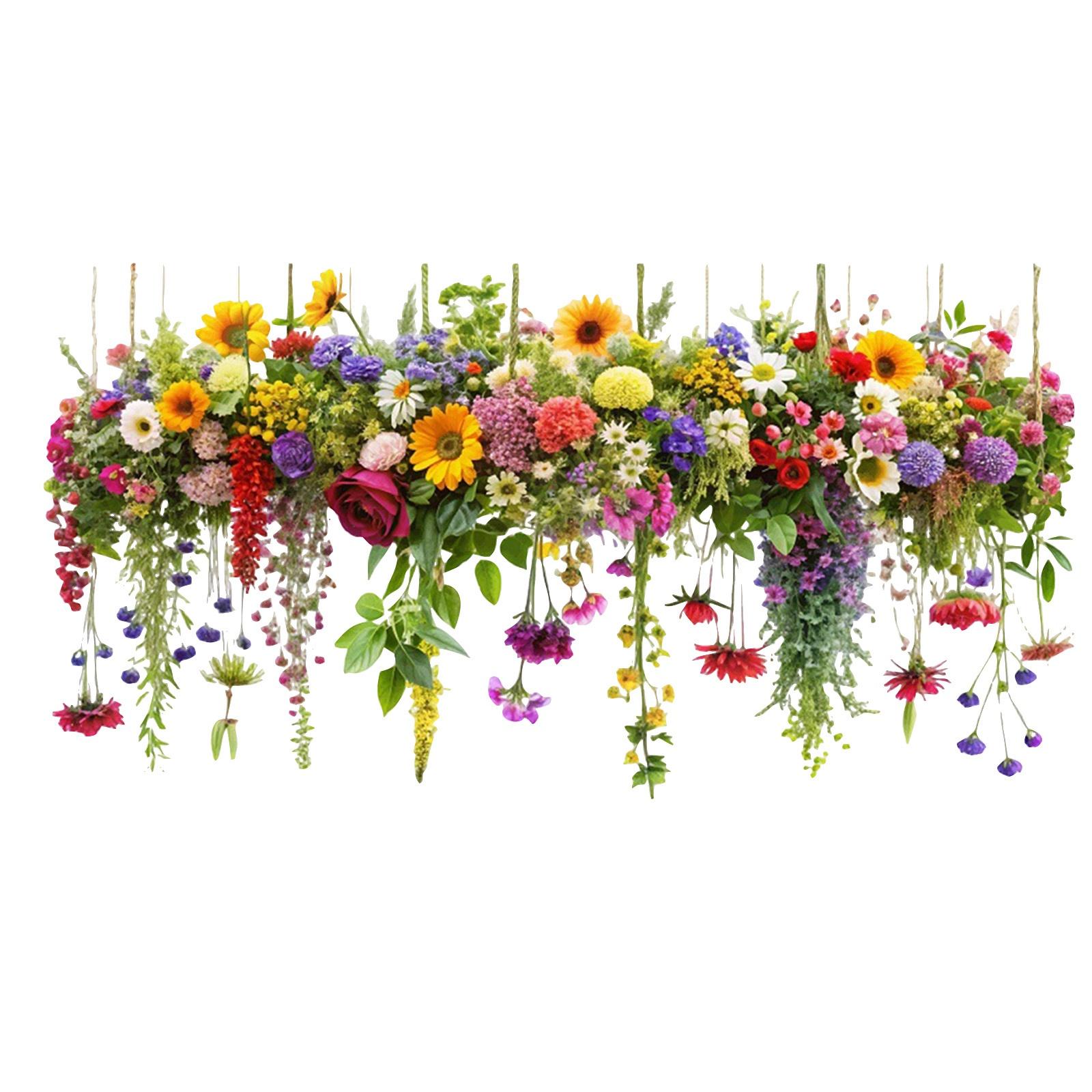 

12’ X 24‘ Sunlight Colorful Static Glass Stickers, Fresh Retro Flower Vine Double-sided Visual Window Stickers