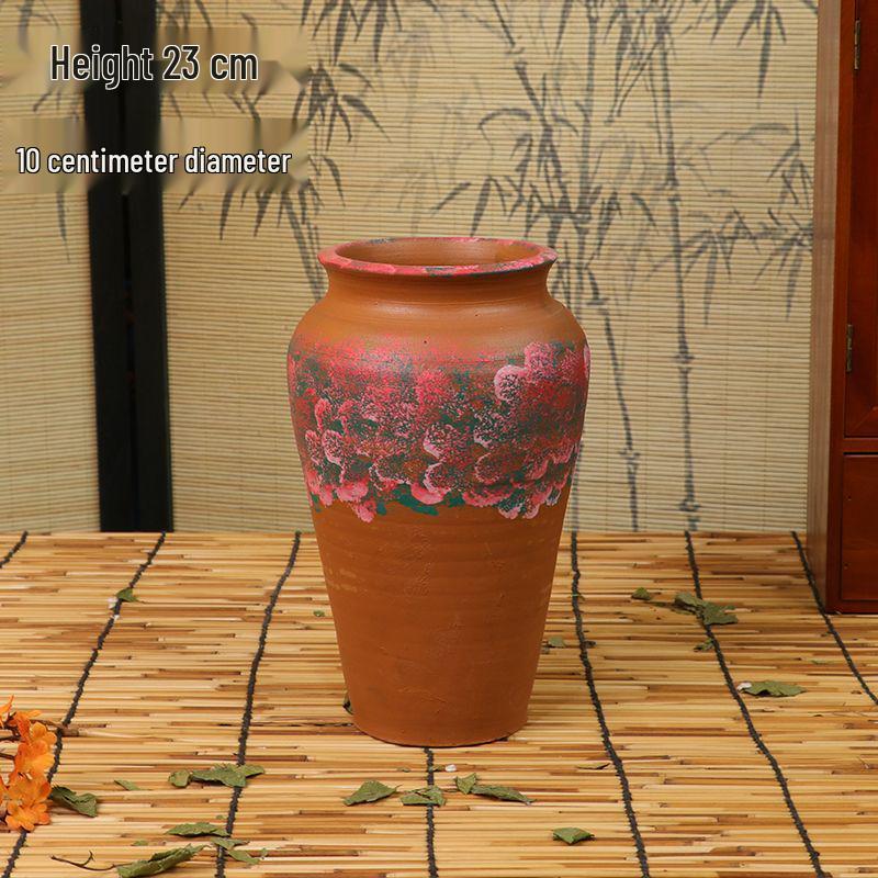 Hand-Painted Terracotta Flower Pots - Breathable Red Clay, Unglazed, Large Diameter, Creative Folk-Inspired Vases for Green Plants.