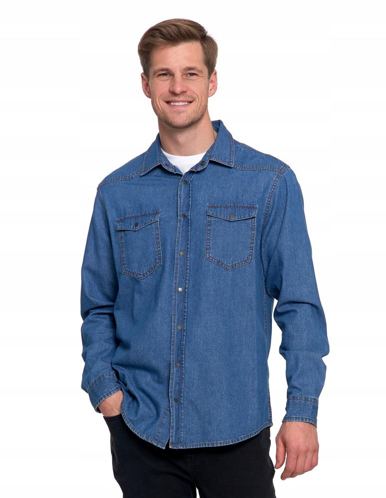 Men's Cotton Denim Shirt Elegant Modern Classic MORAJ XL BLUE