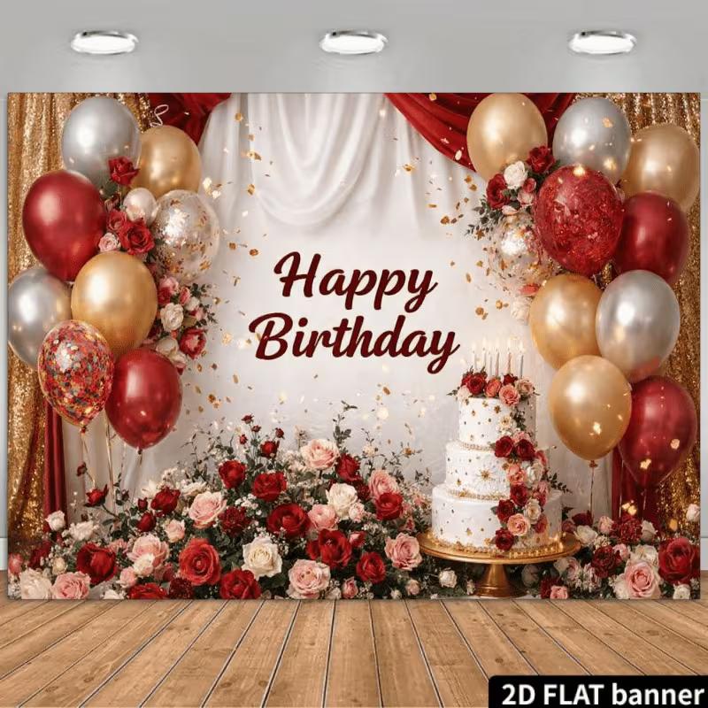 

2D Sequin Curtain Happy Birthday Backdrop Banner for Adult Birthday Party Supplies 47.2x31.5inch/120*80cm