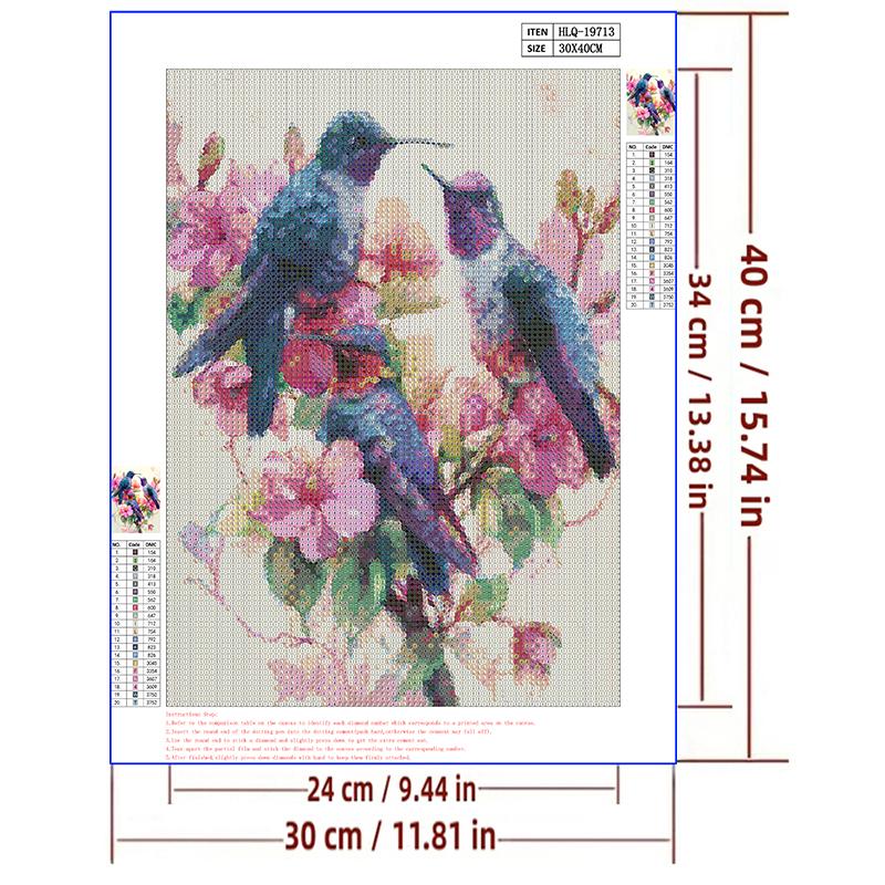 5d DIY Diamond Painting Cross Stitch Hummingbird Flowers Diamond Embroidery Mosaic Full Round Drill Home Decor