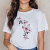 Woman O-neck Shirt Butterfly Print Short Sleeve Printed T Shirt  Clothing Women's T-Shirt Clothing Women's Top Tee