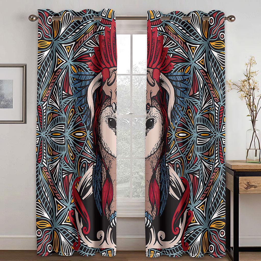 Living Room Blackout Curtain Owl Theme Window Curtains 3D Printed Bedroom Darkening Drapes  Cortinas Para La Sala