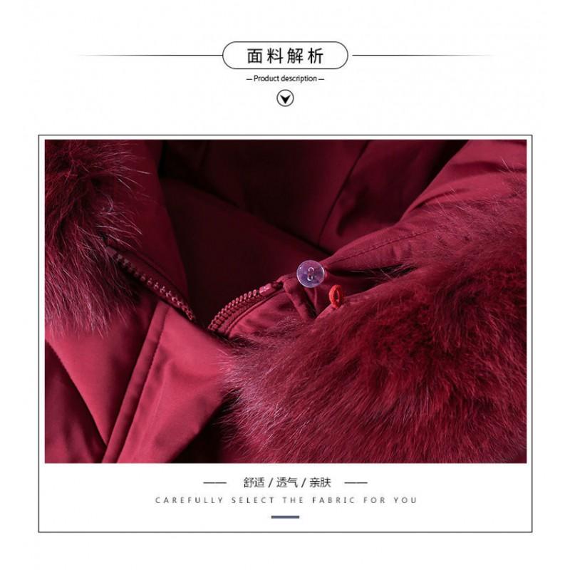 Womens Warm Mid-Length Cotton Padded Coat Winter Plus Size Loose Fit With Faux Fur Collar