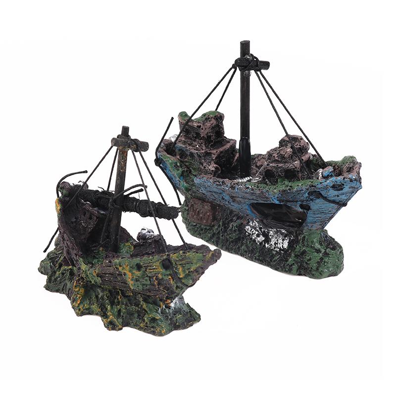 1 Pezzo Accessori Fai da Te per Acquario Acquario Serbatoio Pesci Paesaggio Nave Pirata Relitto Nave Decorazione Ornamento Barca in Resina