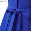ZANZEA Women Casual Turn Down Collar Loose Short Sleeve Shirt Dress