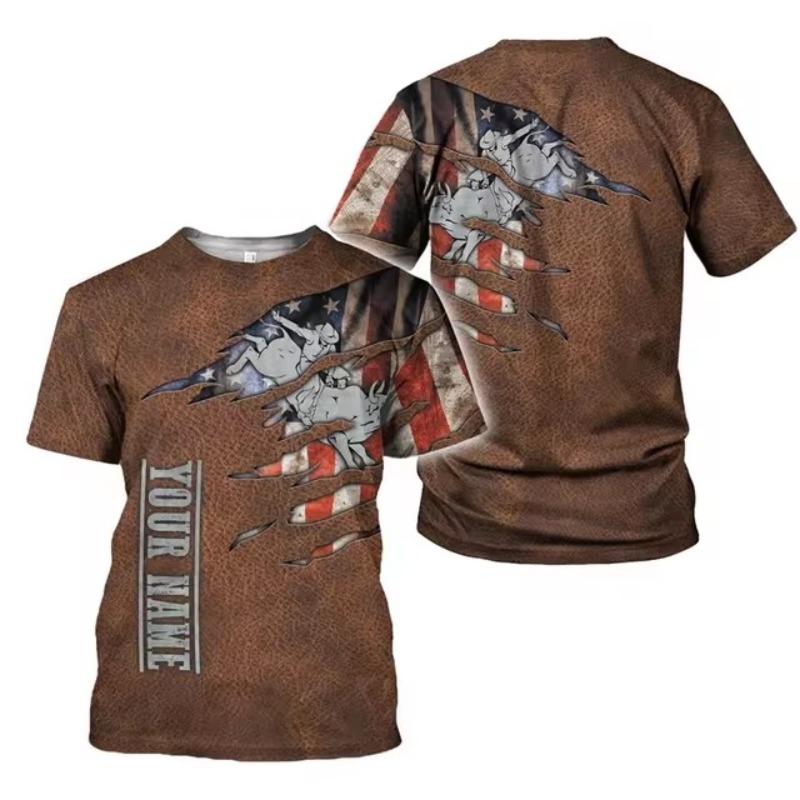3D nordafrikansk oksetrykk-t-skjorte herre Overdimensjonert glatt spansk tyrefekting Løs t-skjorte Street Wear-t-skjorte sommer