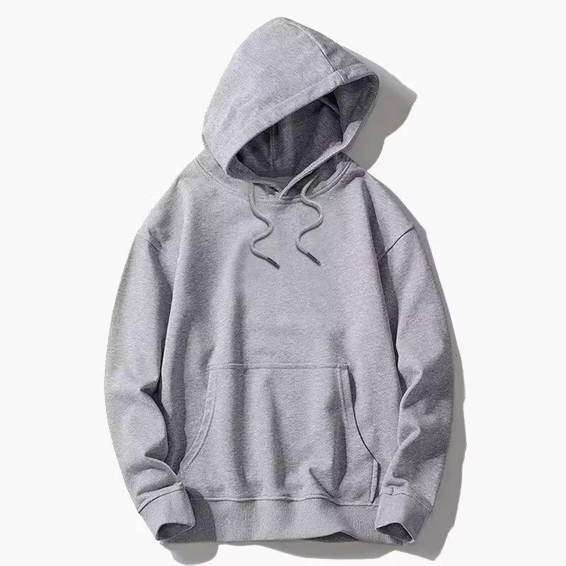 Men's Spring/Fall Solid-Color Oversized Crewneck Hooded Sweatshirt