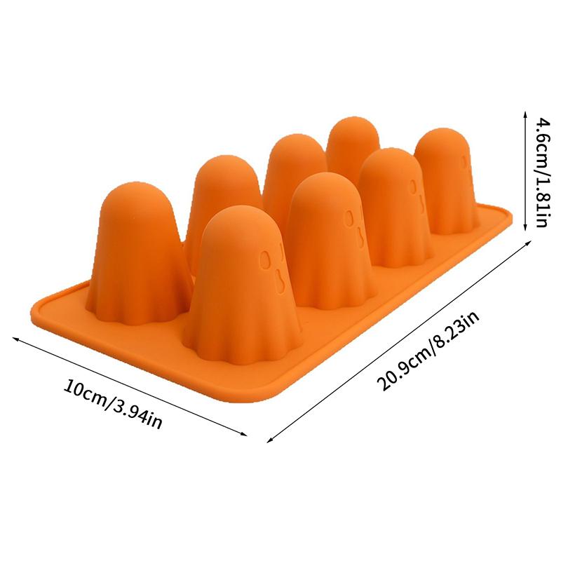Ghost Silicone Mold Non-Stick 3D Chocolate Mold 8-Cavity Cute Ghost Mold For Jelly Gummy Candy Pudding Ice Cube Halloween Decor