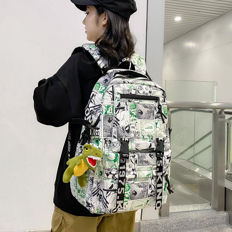 Student Skolesekk Herre Graffiti Trykk Ryggsekk Dame Stor Kapasitet Ryggsekk