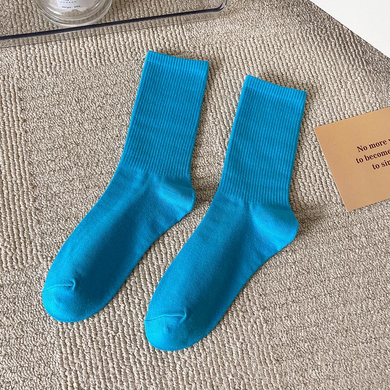 Women's Trendy Candy Color Thin Mid-Calf Socks - Colorful Japanese Style Summer Pile Socks