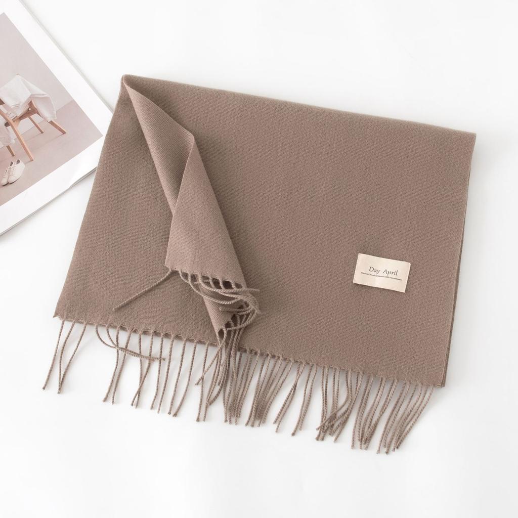 Cashmere Feel Solid Color Scarf for Women Imitation Cashmere Autumn and Winter Atmosphere Korean Style Versatile Mid Length Shawl Scarf