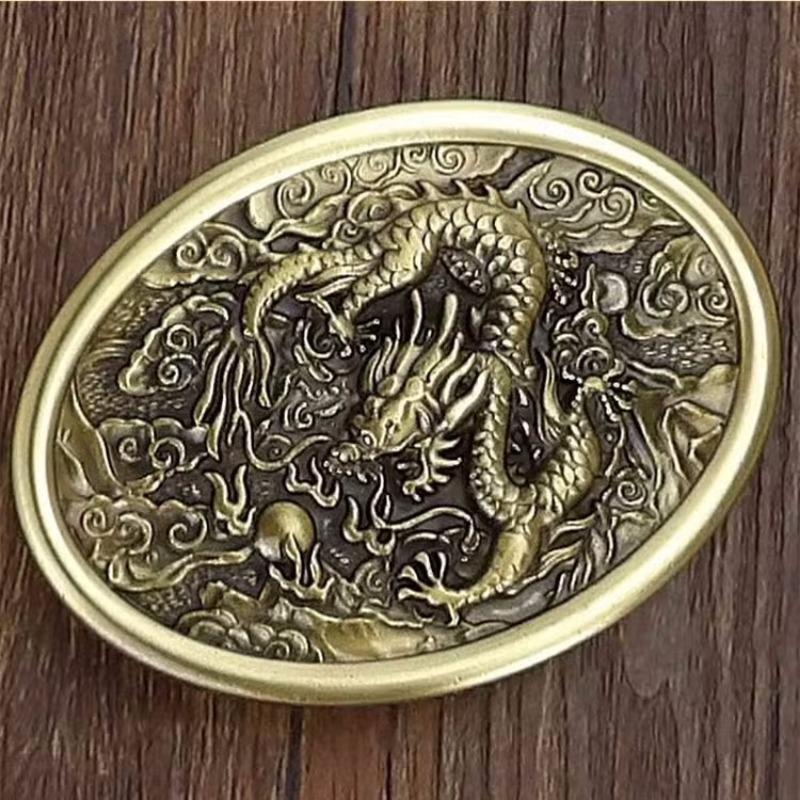 Zodiac Pure Copper Belt, Button Head Men's 3.8 Belt, Head Brass Solid Full Brass Belt Head Clip