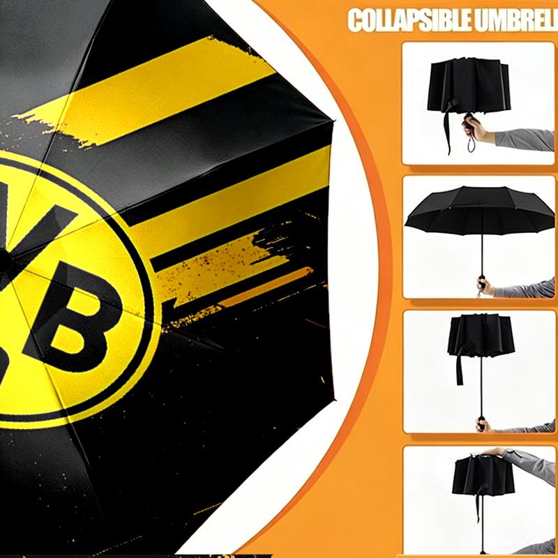 Borussia Dortmund Druckschirm Automatisches Öffnen/Schließen - Tragbares faltbares Design - Tägliche Nutzung für Reisen/Outdoor - Geschenk zum Geburtstag