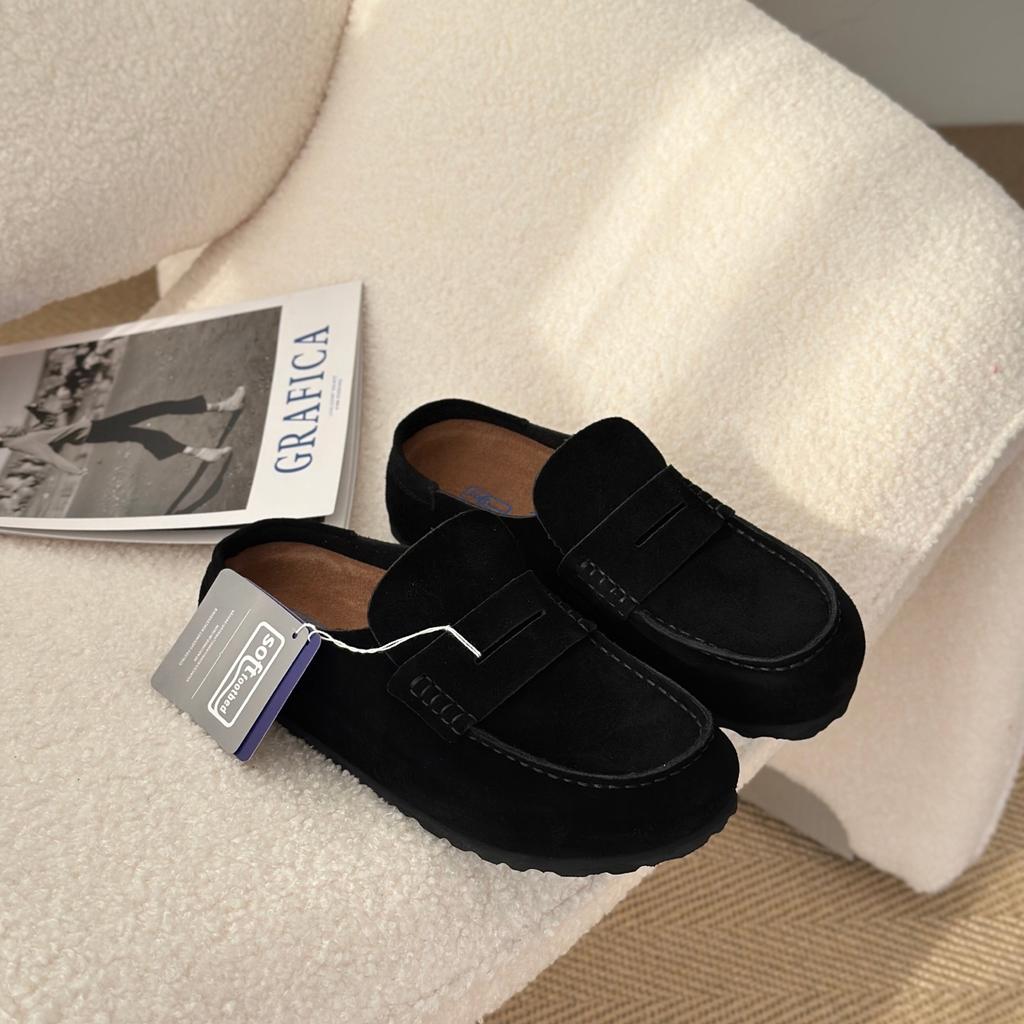 Vintage Thi Bot Cork Sole Women Shoes Leather Slippers Outdoor Casual Shoes Woman Mules Flat Heel Footwear Shoes for Women