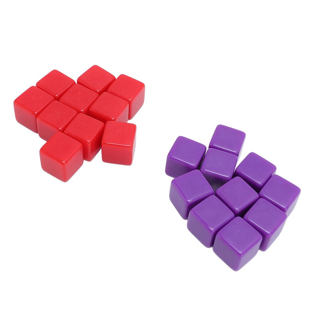20PCS 16mm Blank Dice Set Plastic Multicolor DIY Cubes Six Sided Dices with Storage Bag for Board Ga