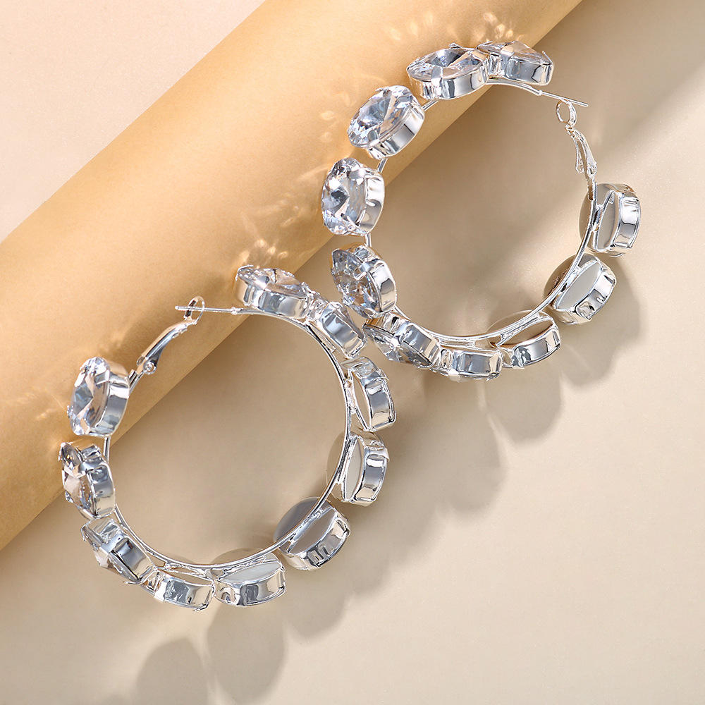 Stonefans Große Strass-Creolen für Damen Geschenk Mode Kristall-Ohrringe Schmuckzubehör