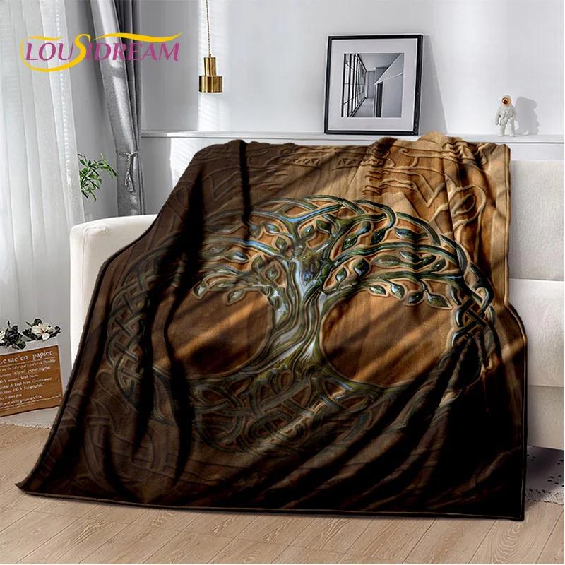 Nordic Mythology Yggdrasil Nature Tree of Life Blanket,Flannel Soft Throw Blanket for Home Bedroom Bed Sofa Picnic Office Kids
