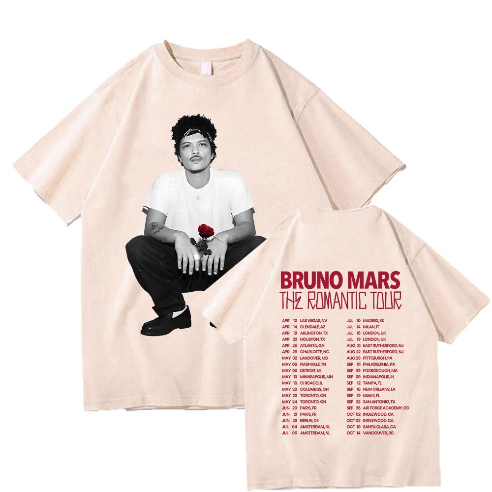 The Romantic Rose Tee Bruno Mars The Romantic Tour T-shirt High Quality 100Cotton Women Men Casual Clothing Y2K graphic shirts couple matching outfits