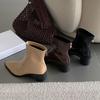 Fashion Female Pointed Toe Modern Women Ankle Boots With Zippers Shoes Square Heels Fashion Elastic Ladies Stretch Boots Shoes