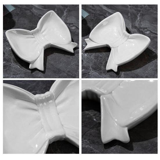 Bow Soap Dish Bathroom Ceramic Soap Holder with Self Draining No Water Accumulation Soap Tray for Home Dormitory Washbasin Bathroom Shelf