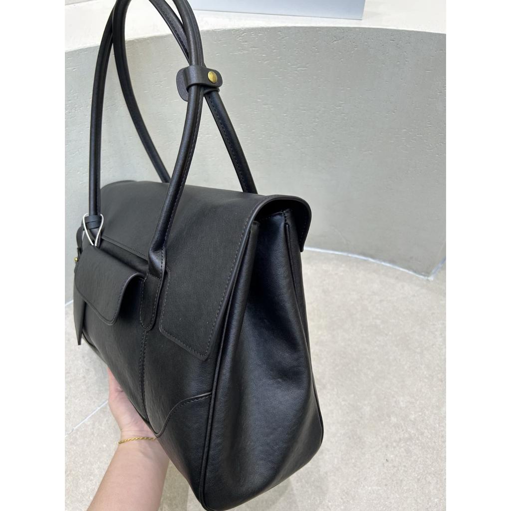 Niche Design Large Capacity Tote Document Handbag Shoulder First Layer Vegetable Tanned Cowhide Commuter Business