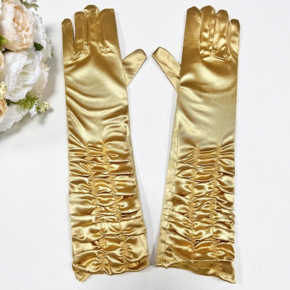 Koreansk Stil Helhandskar Satäng Brudhandskar Eleganta Armvärmare Flicka