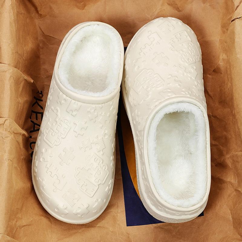 New Winter Unisex Home Cotton Shoes Warm Plush Slippers Couple's Indoor Anti-slip House Slides Men And Women Soft EVA Shoes