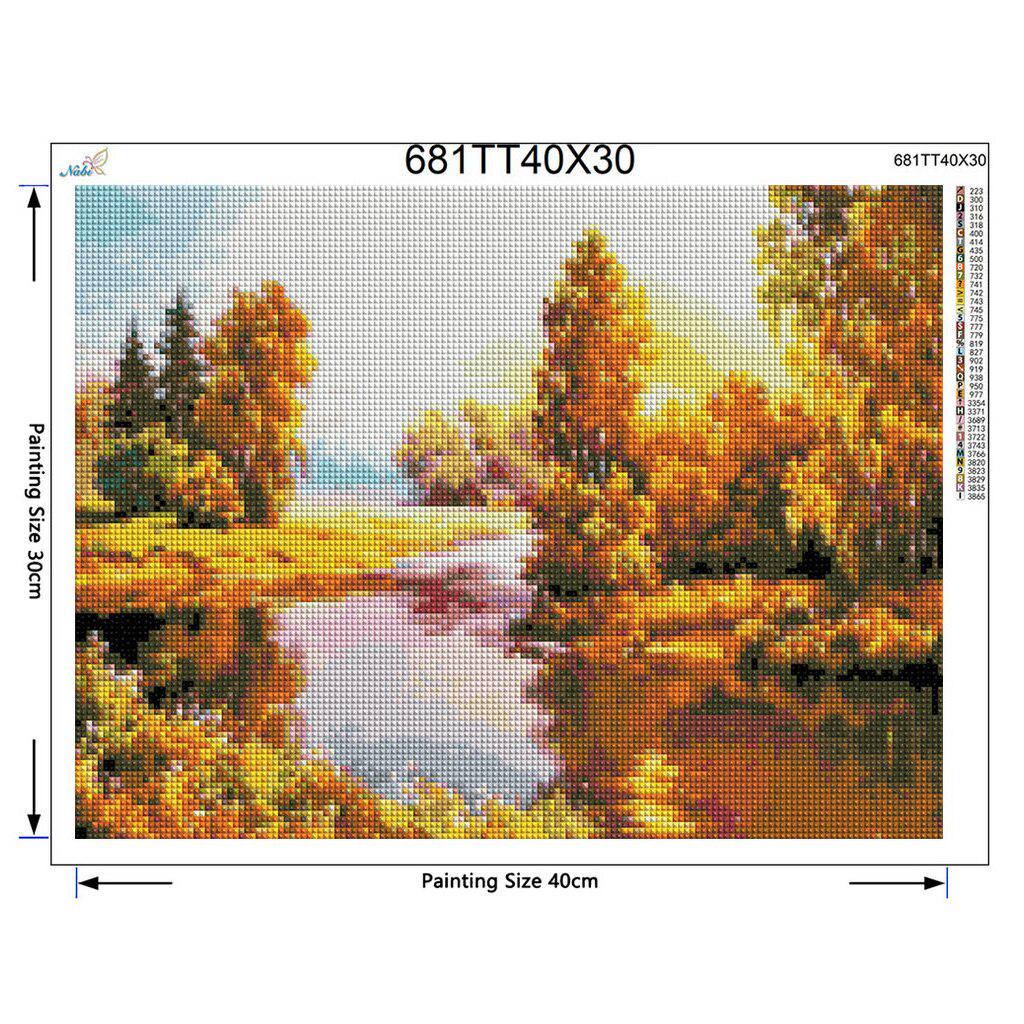DIY 5D Diamond Autumn Landscape Lake Handmade Diamond Painting Cross Stitch  Patterns Rhinestones