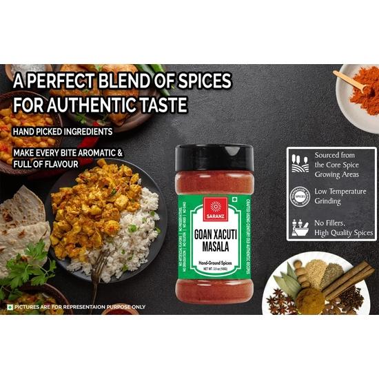 SARANZ Goan Xacuti Masala | Authentic , Traditional Goan Recipe | Used In Chicken ,Meat , Seafood ,Fish ,Vegetables ,Paste (100 Grams Bottle)