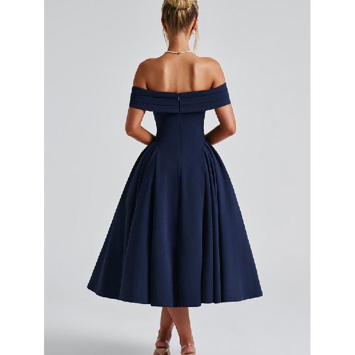 Elegancka Sukienka Damska Bez Ramiączek, Bez Pleców, na Jedno Ramię, w Czystym Kolorze, Letnia-Graniczna, Modna