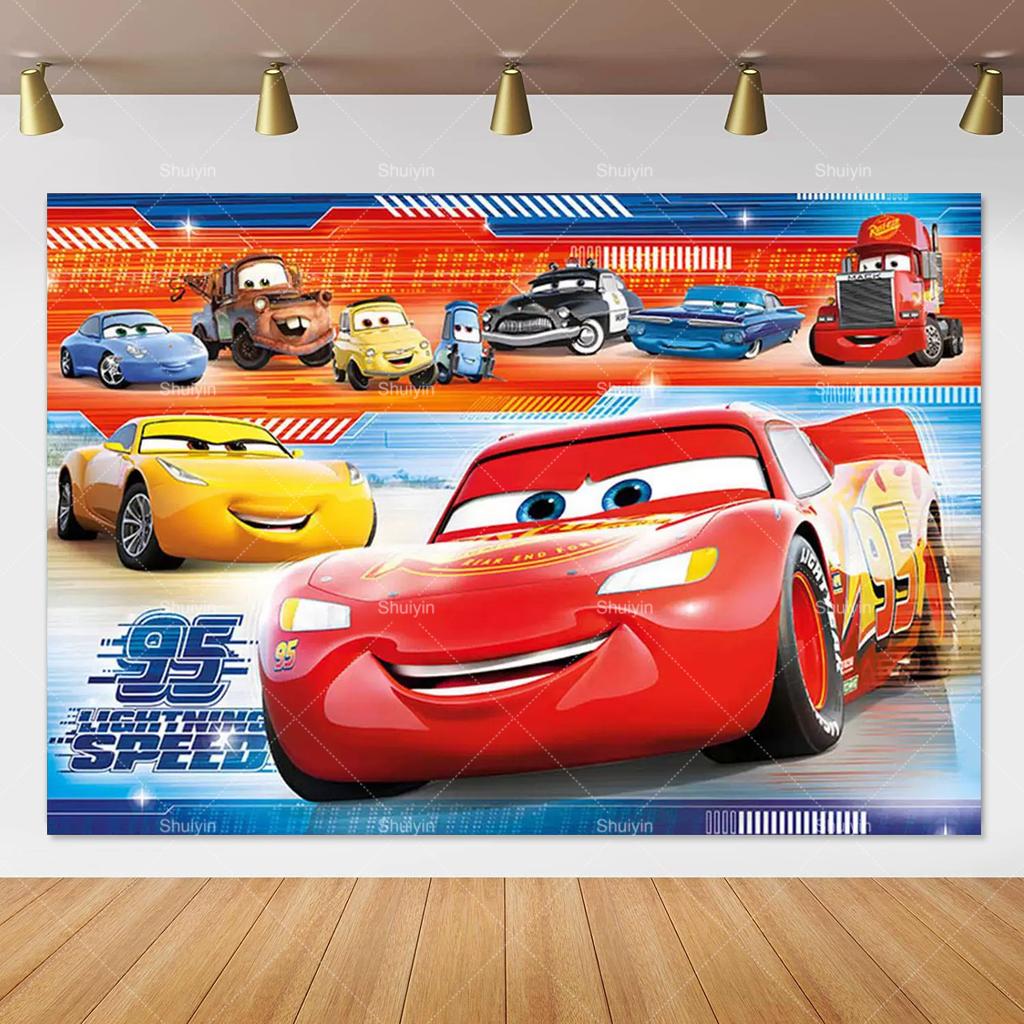 Disney Pixar Cars Lightning Mcqueen photo background for birthday party, studio photo background for kids, babies and baby welcome parties, AS41