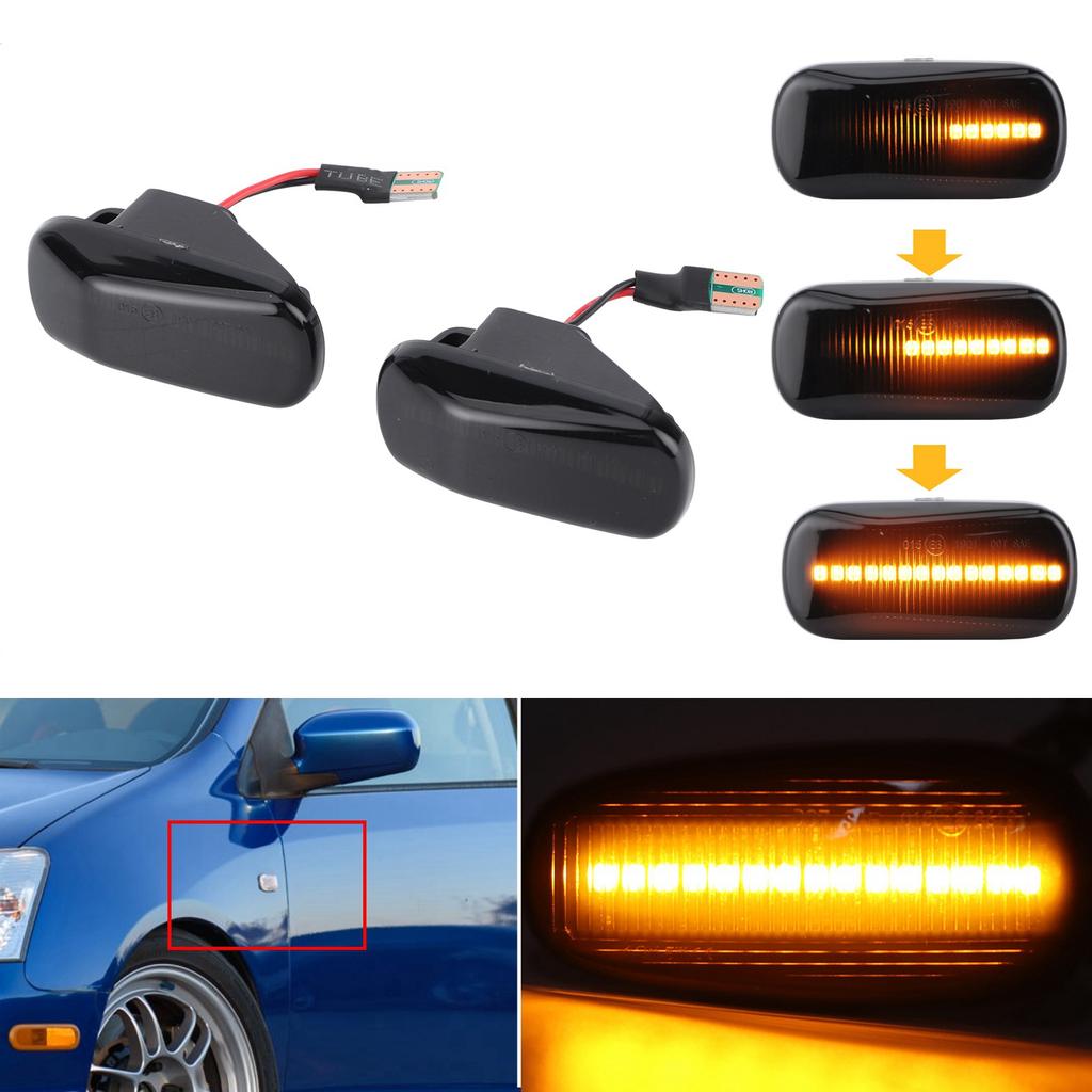 Amber Side Marker Light Fender Turn Signal Lamp 3000K Smoky Lens Fit for Honda CRVCivicJazz