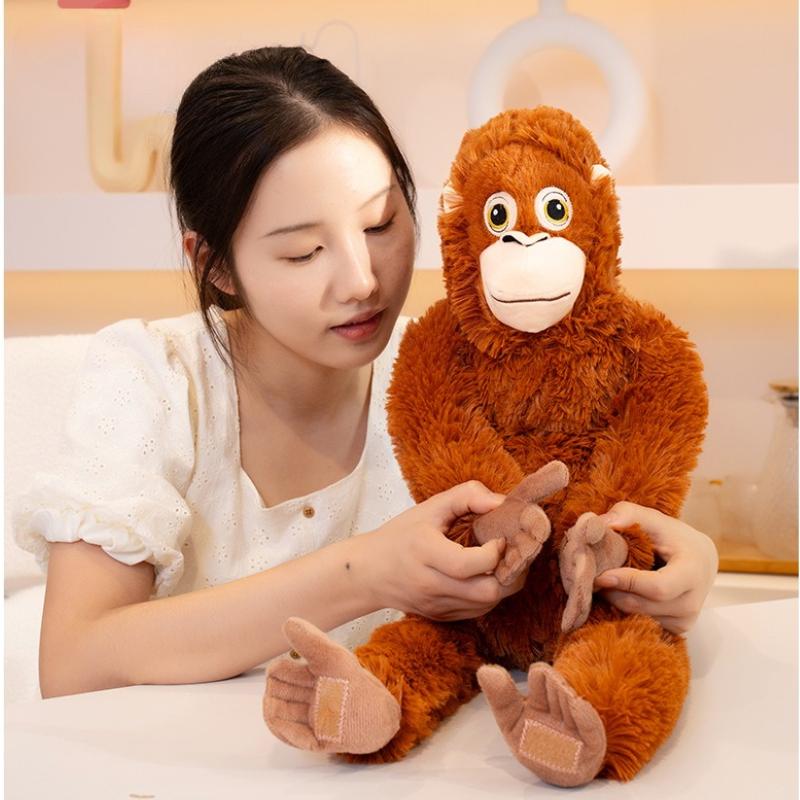 Cute Red Gorilla Plush Backpack Simulation Monkey Doll Super Soft Stuffed Orangutan Bag Kawaii Cartoon Friend Gift Car Decor