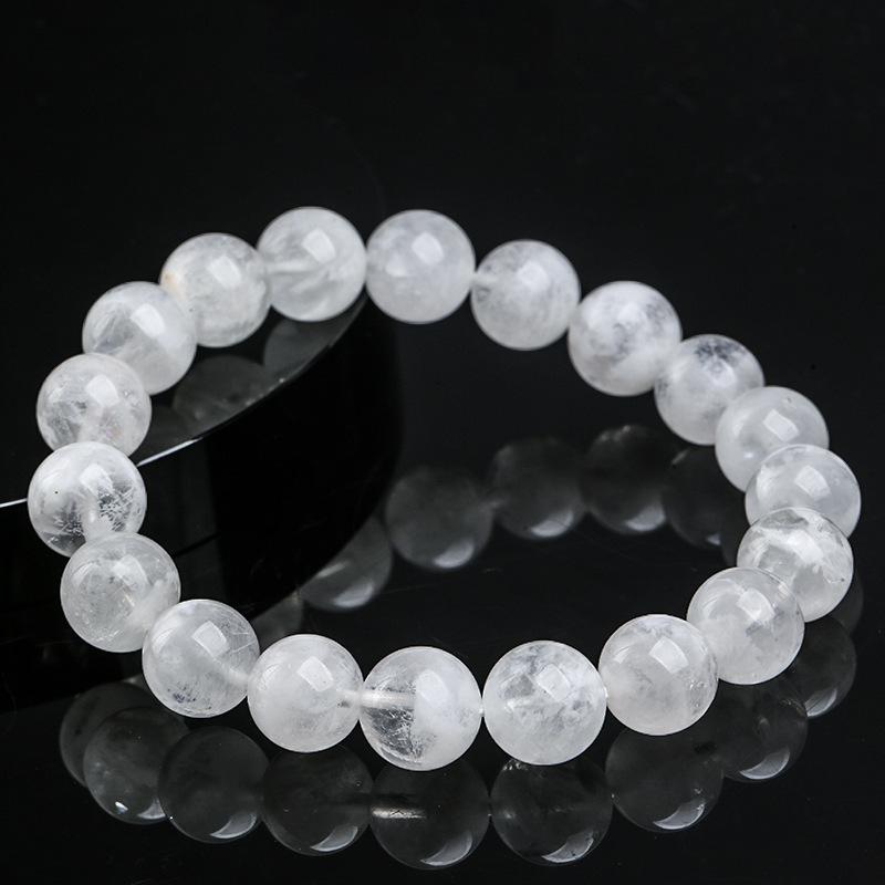 Hongchu Crystal Natural Snowflake Phantom Round Bead Bracelet  Natural White Snowflake Phantom Bracelet