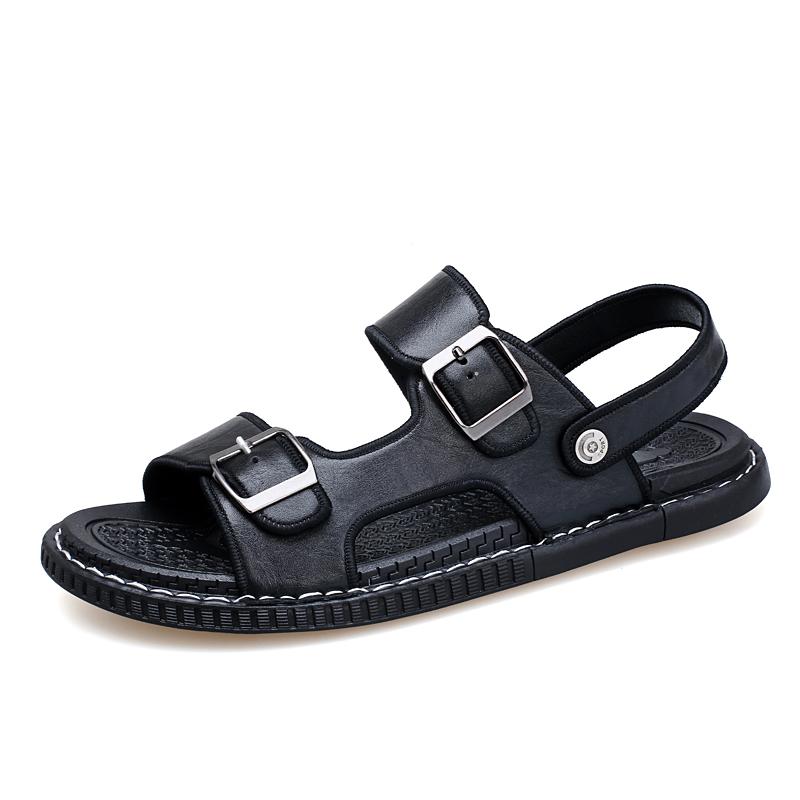 Fashion Dual-Purpose New Slippers for Men Summer PU Leather Sandals Fashion Casual Beach Shoes Street Cool Half Drag Wading Aqua Shoes