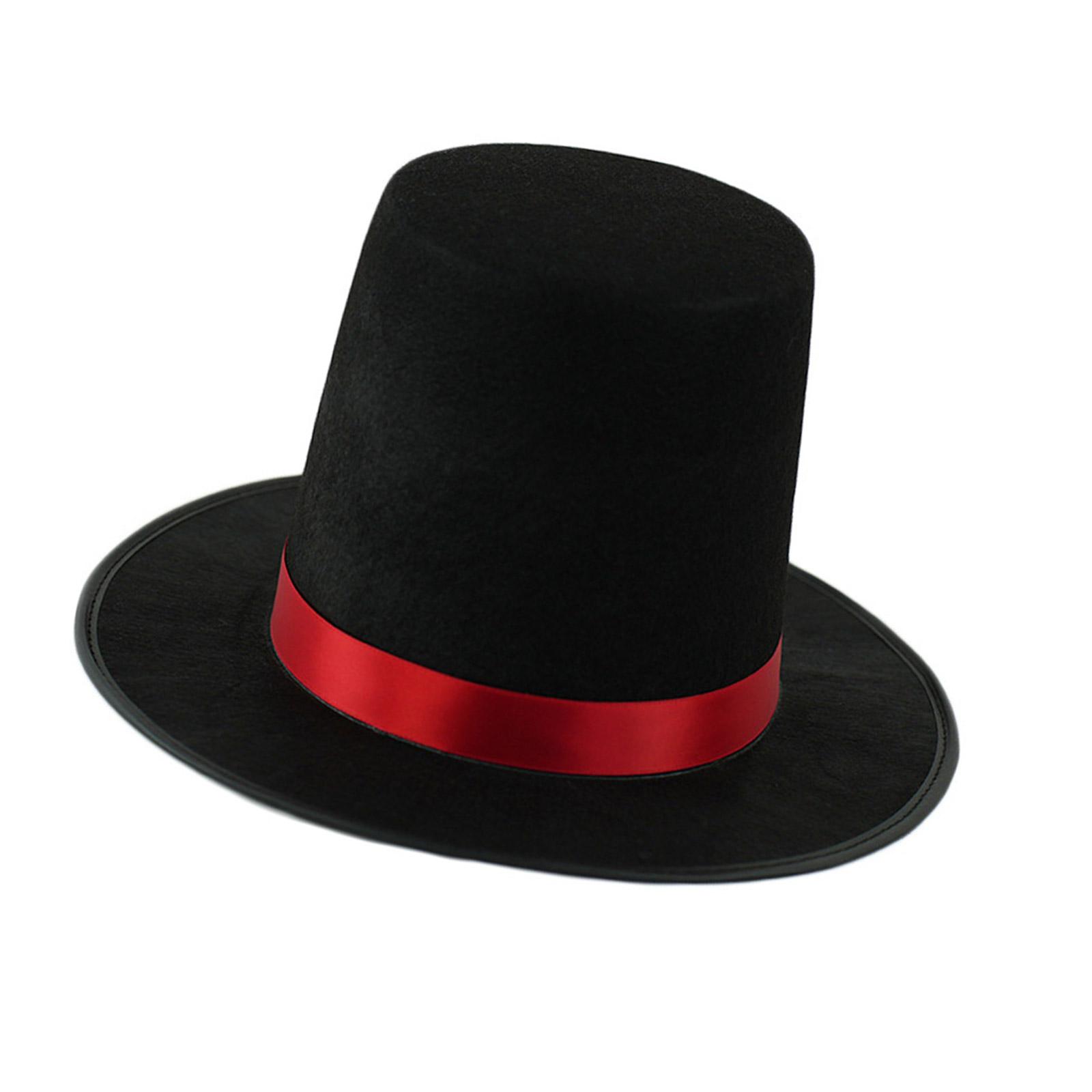 

Classical Black Top Hat with Ribbon Belt for Lion Tamer Themed Parties Costume Accessory Headwear Stage Props Fedoras 2