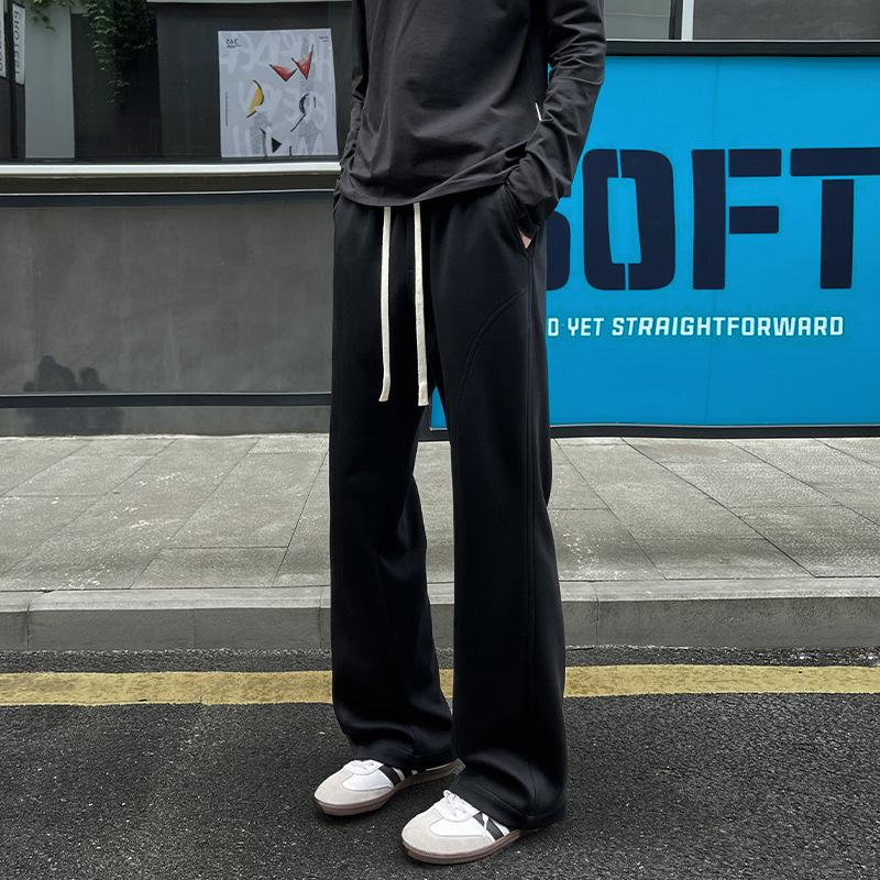 Men S Loose Straight Leg Drawstring Casual Sweatpants High Street Style