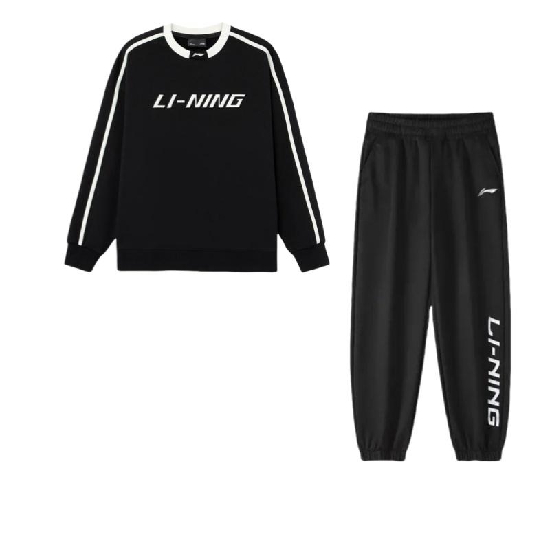 

Li Ning Sports Lifestyle Series Logo Print Universal Letter Casual Sports Suit Unisex Suit Black AWDU917-1+AYKS589-1 M