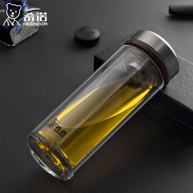 Saino Double-Layer Borosilicate Glass Tea & Water Bottle with Infuser