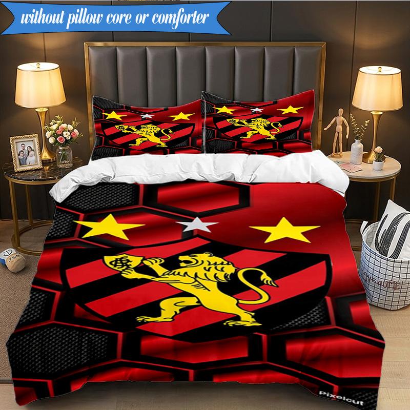 3PCS Sport Club Football Crest Printed Soft Bedding Set,Including 1pc Duvet Cover And 2pcs Pillowcases Perfect for Bedroom, Dormitory, Fan gift
