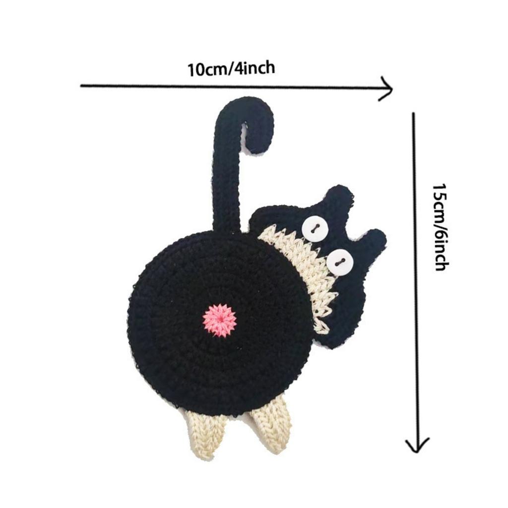 Cat Butt Coasters, Funny Knitted Coaster Set with Paws, Humorous Cat Themed Mug Mats for Coffee Table, Unique Gift for Cat Lovers