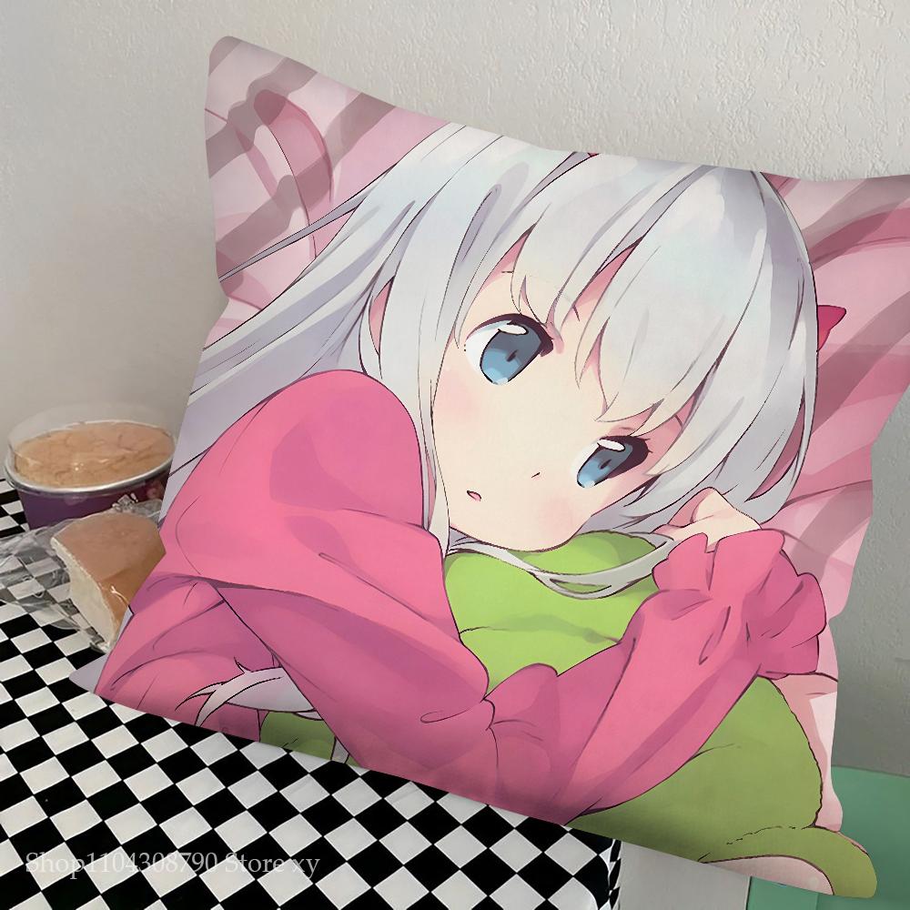 Anime Izumi Sagiri Pillow Case Square Pillow Bedroom Sofa Leisure Comfort Cushion Car Living Room Home Decoration