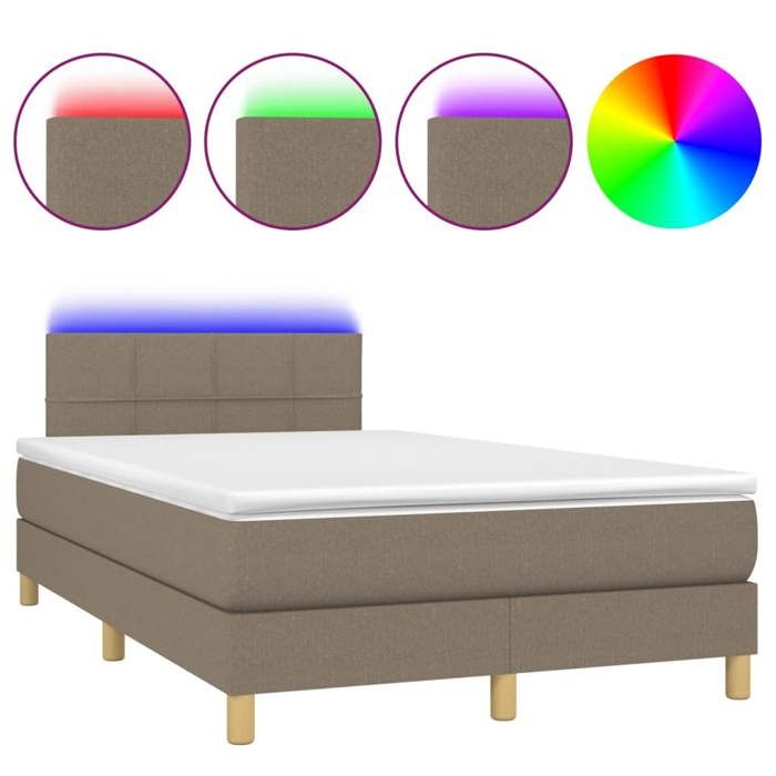 Maison Exclusive - Sommier à lattes de lit avec matelas LED Taupe 120x200 cm Tissu