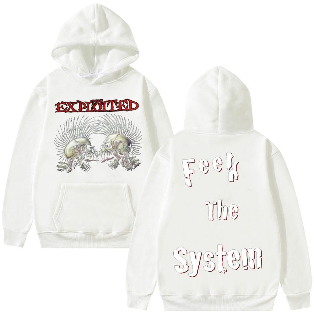 Bluza z kapturem z dwustronnym nadrukiem The Exploited Jesień Zima Męska Hip Hop Gotycka Retro Bluza Męskie Punkowe Oversizowe Bluzy z Kapturem