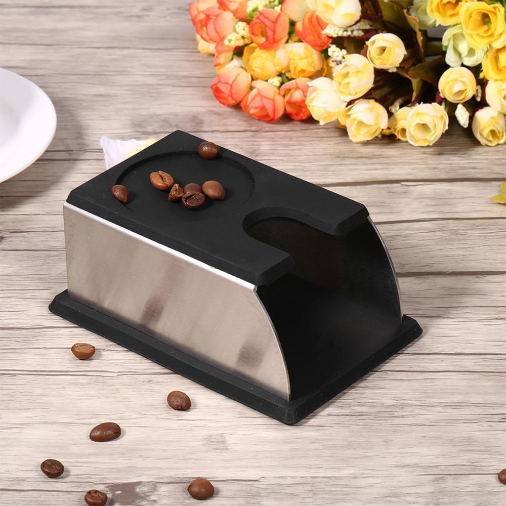 Stainless Steel Coffee Tamper Holder Silicone Rustproof Tamping Holder Durable Black Coffee Powder Maker Stand Coffee Making