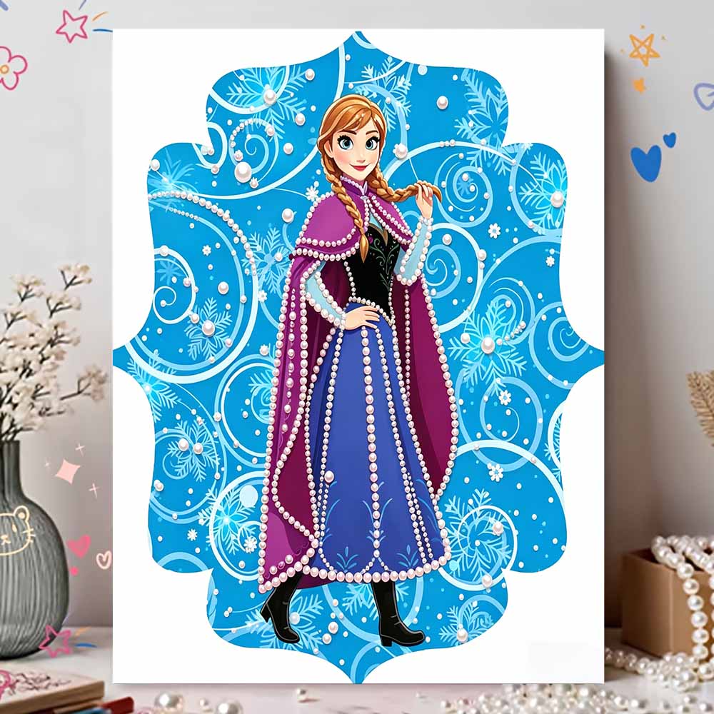 Disney Pearl Painting Frozen Anna Handmade DIY Pearl Gem Painting Pictures Crafts Special Shape Home Wall Decoration